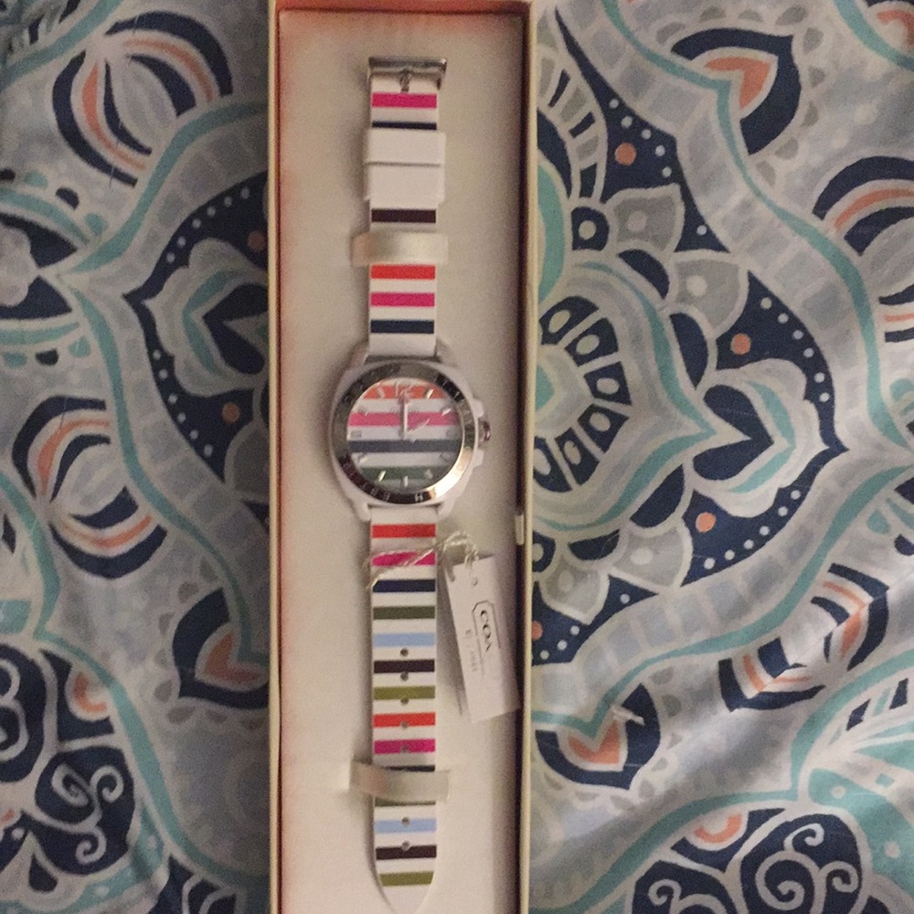 White silicon Coach watch. Never worn. NWT